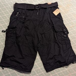 Navy blue cargo shorts with belt size 48